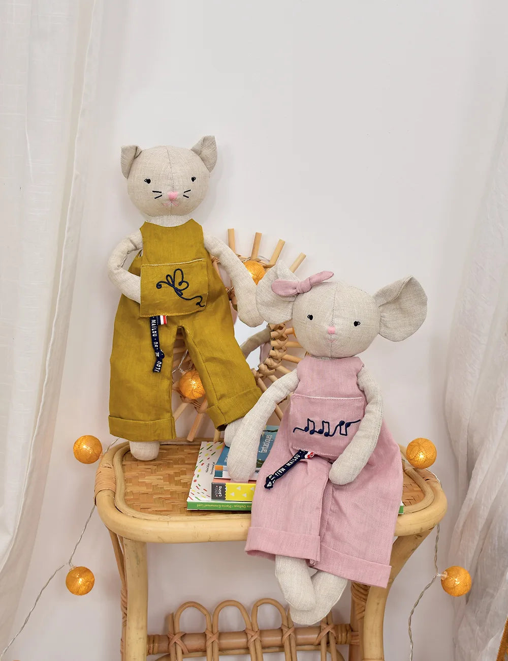 Perlipopette plush toys in natural linen - Made in France