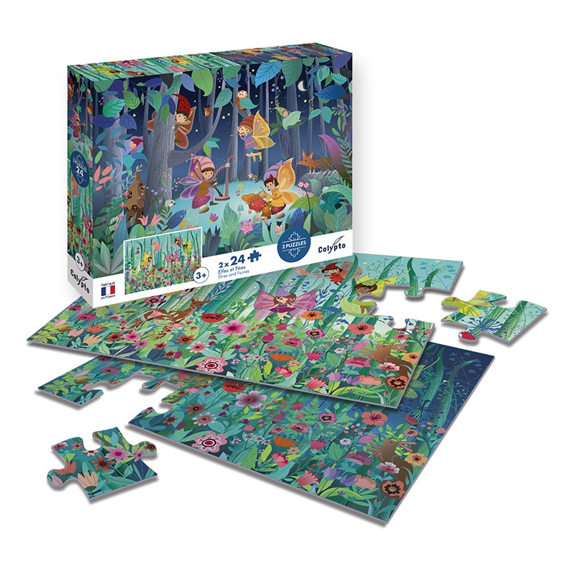 2x24 piece educational puzzles for children - Made in France