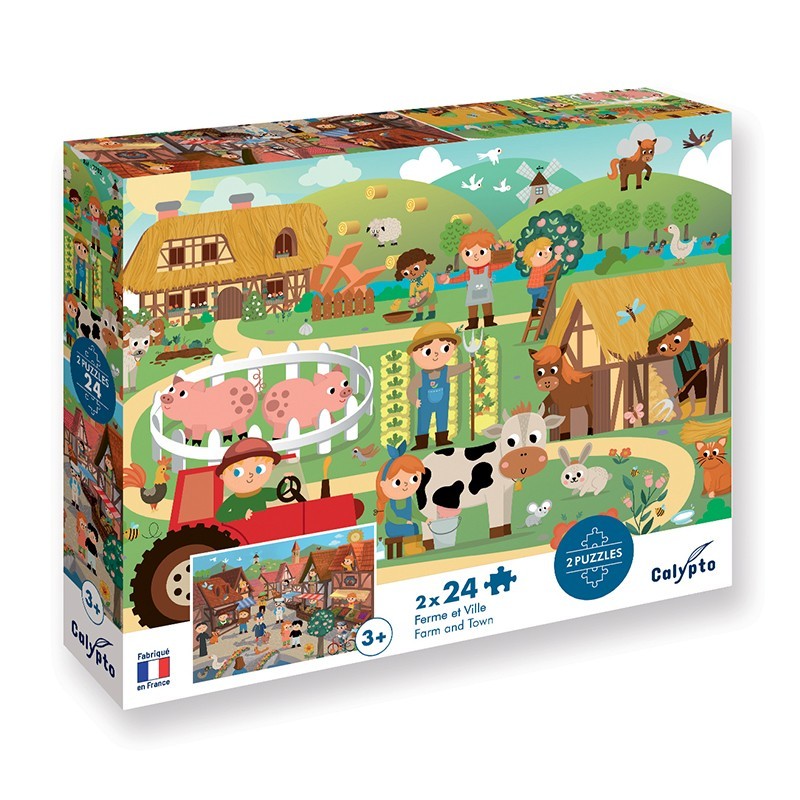 2x24 piece educational puzzles for children - Made in France