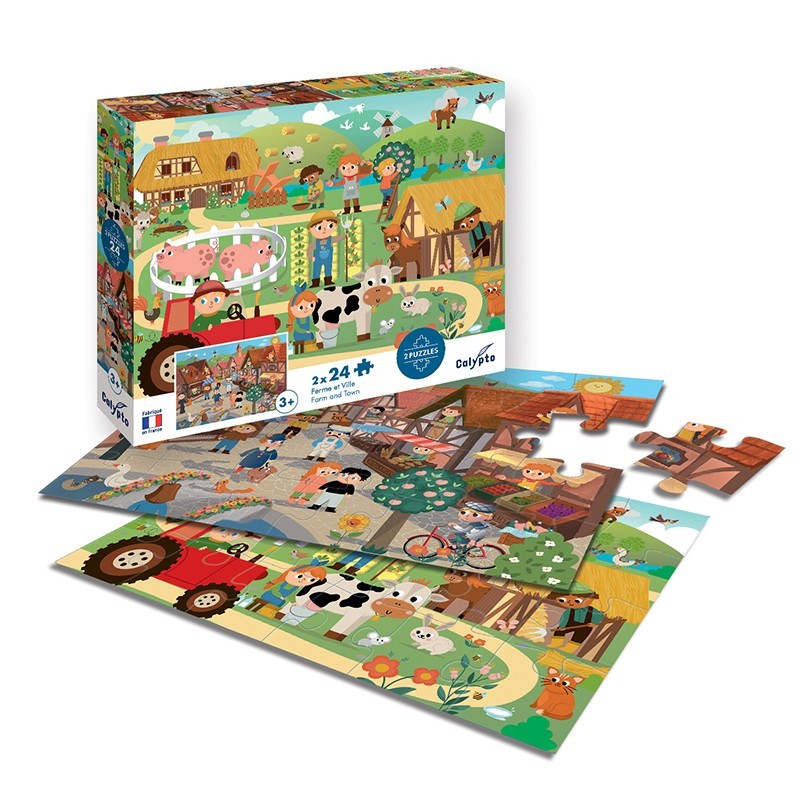 2x24 piece educational puzzles for children - Made in France