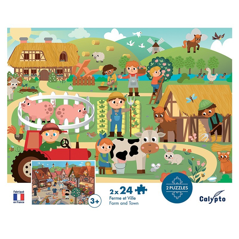 2x24 piece educational puzzles for children - Made in France