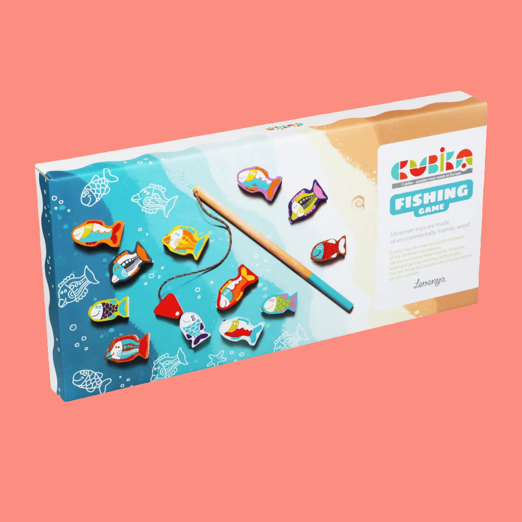 Magnetic wooden fishing game