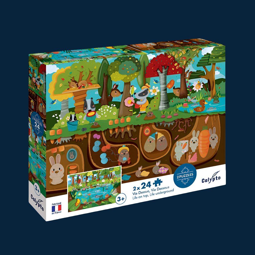 2x24 piece educational puzzles for children - Made in France