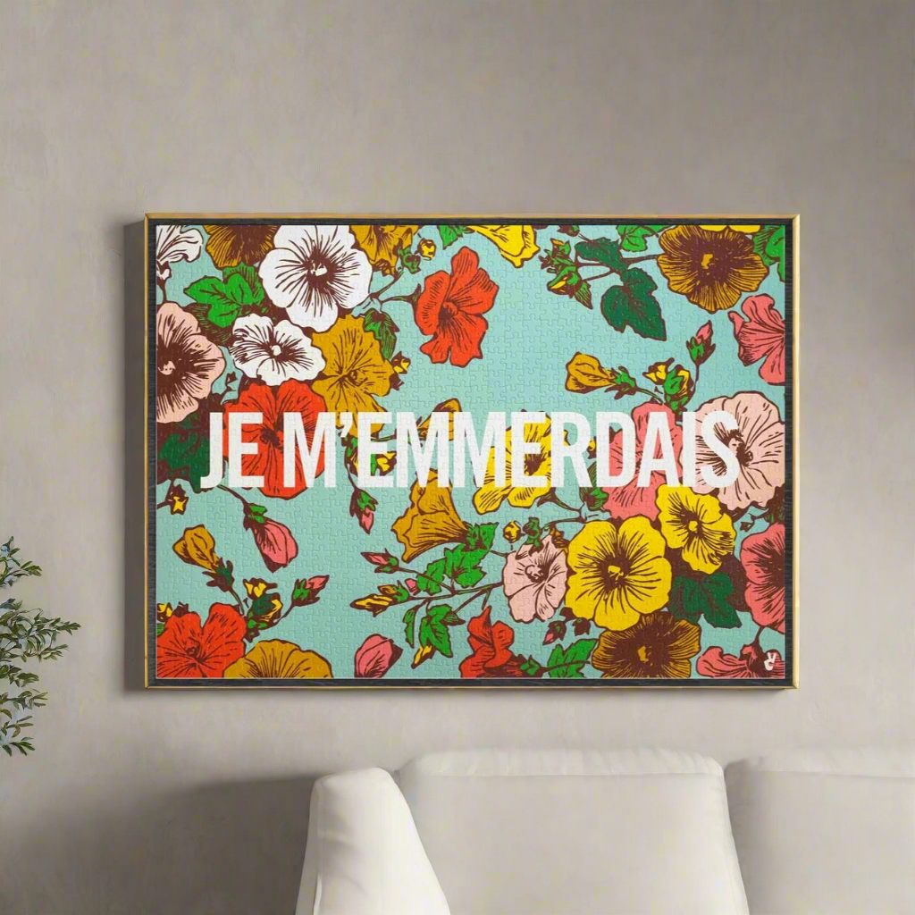 Puzzle je m'emmerdais encadré dans un salon