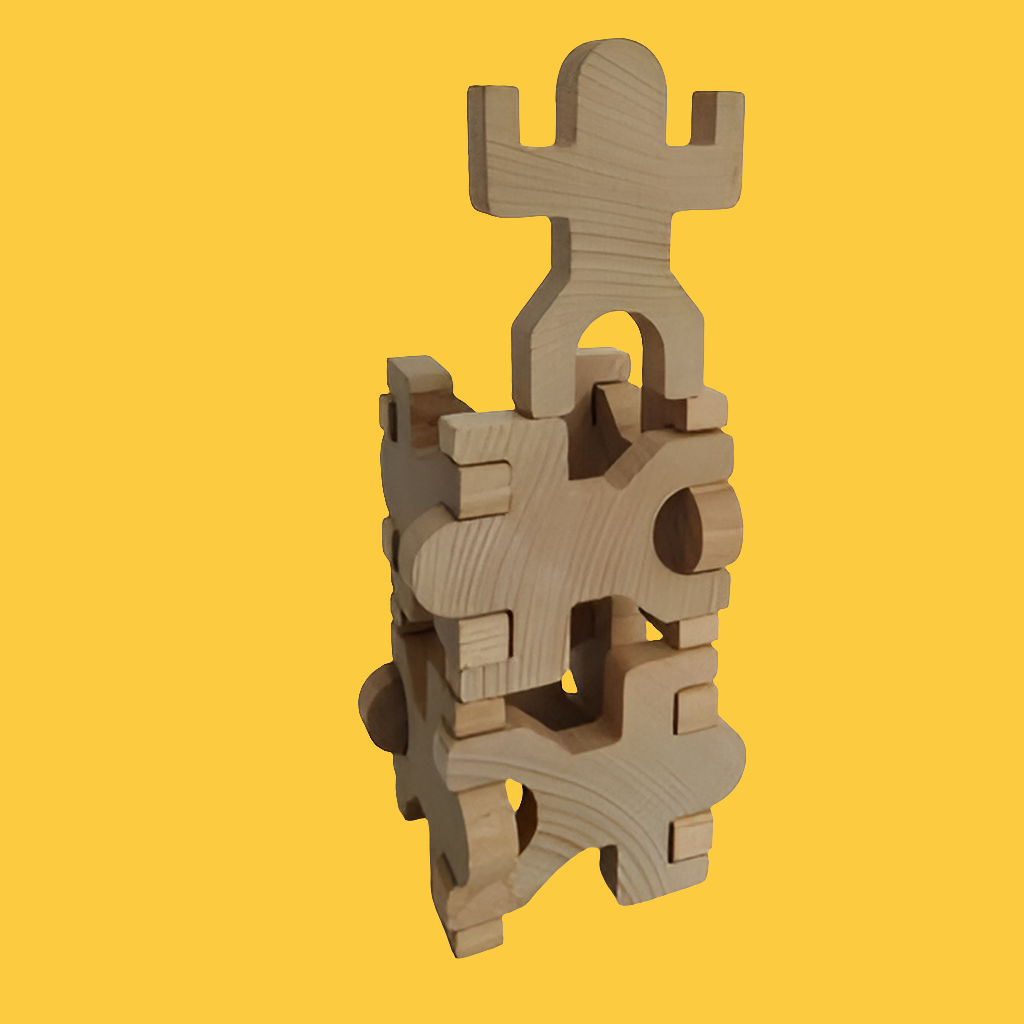 Tiki Jeu de construction en bois 10 pieces La Miocherie