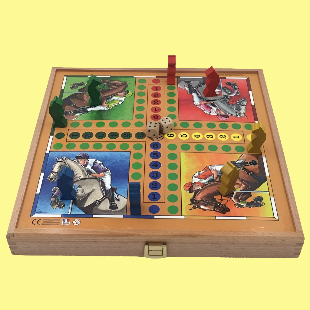 Coffret 4 Jeux Made in France - Petits Chevaux, Jeu de l'Oie, Dames et Jacquet