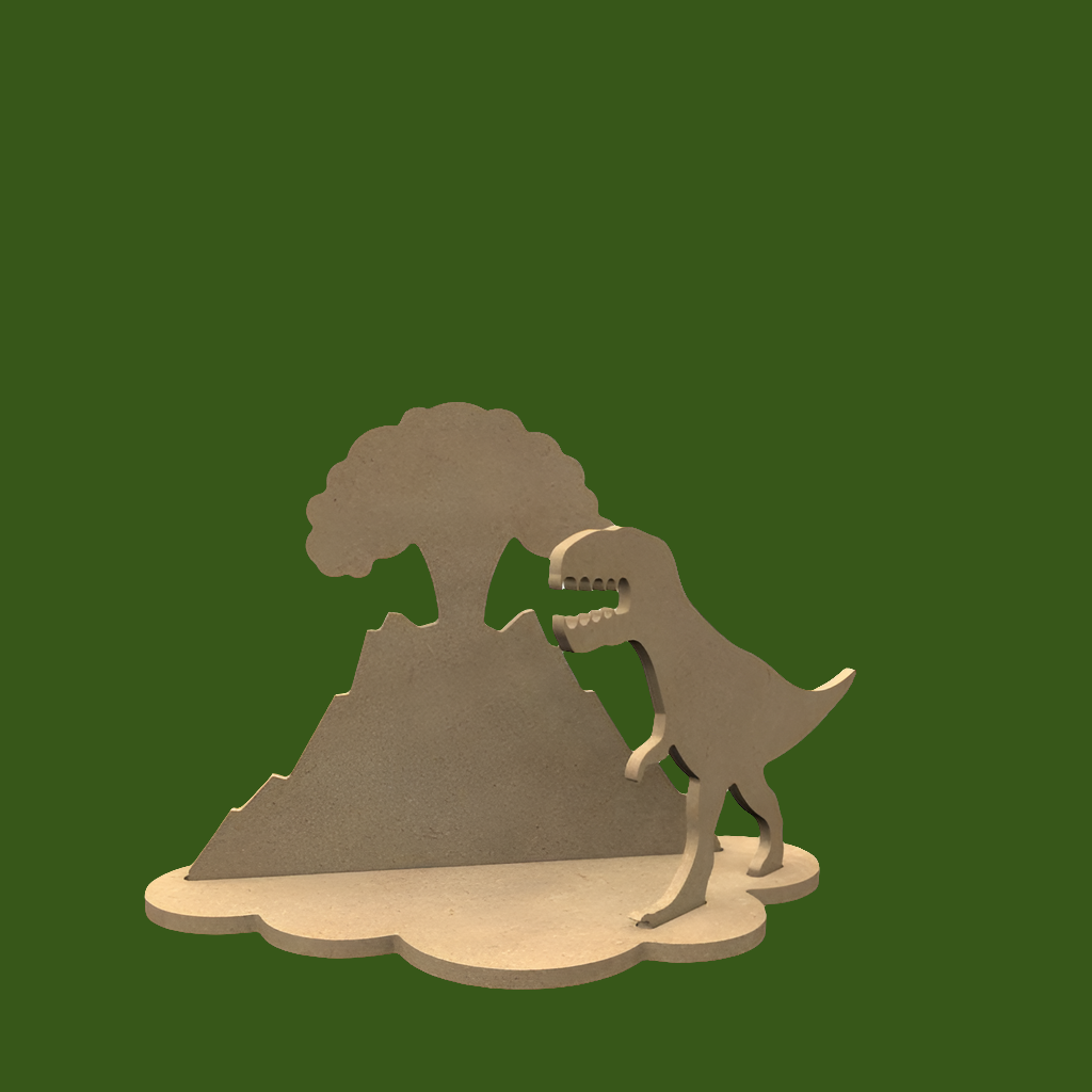 Déco 3D en bois Le dinosaure et son volcan - Made in France