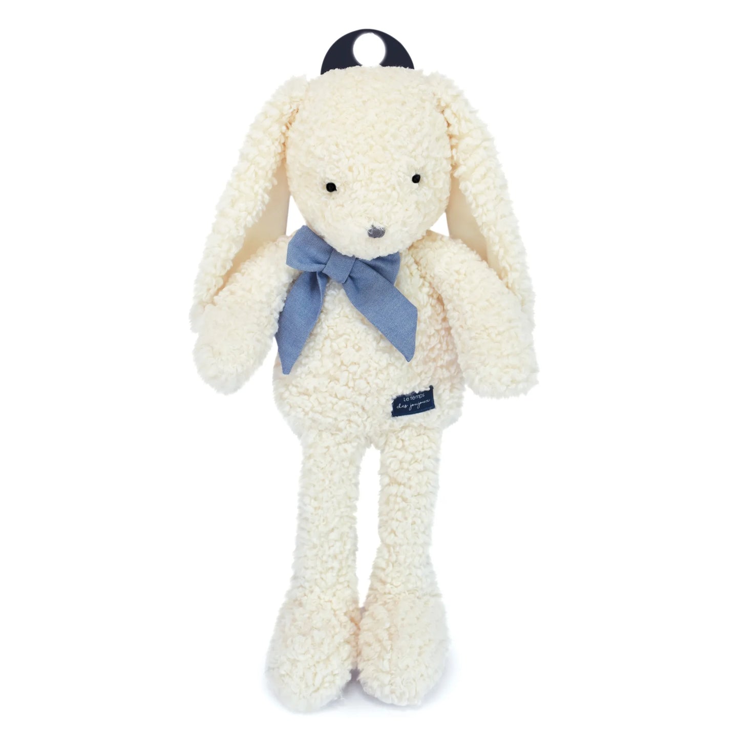 Peluche lapin blanc Pilou et son nœud bleu - Made in France