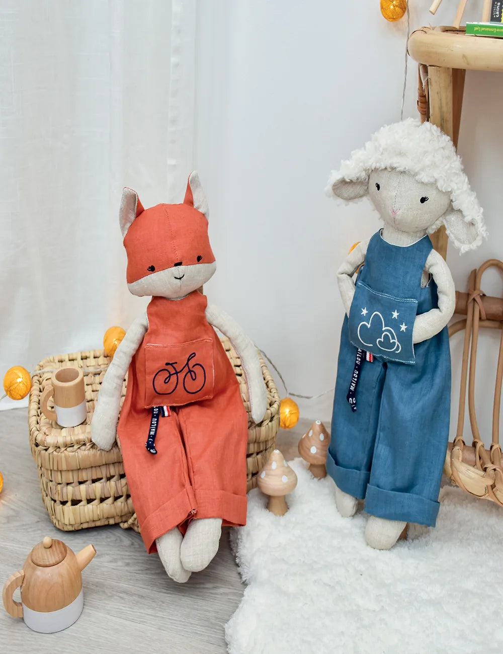 Perlipopette plush toys in natural linen - Made in France