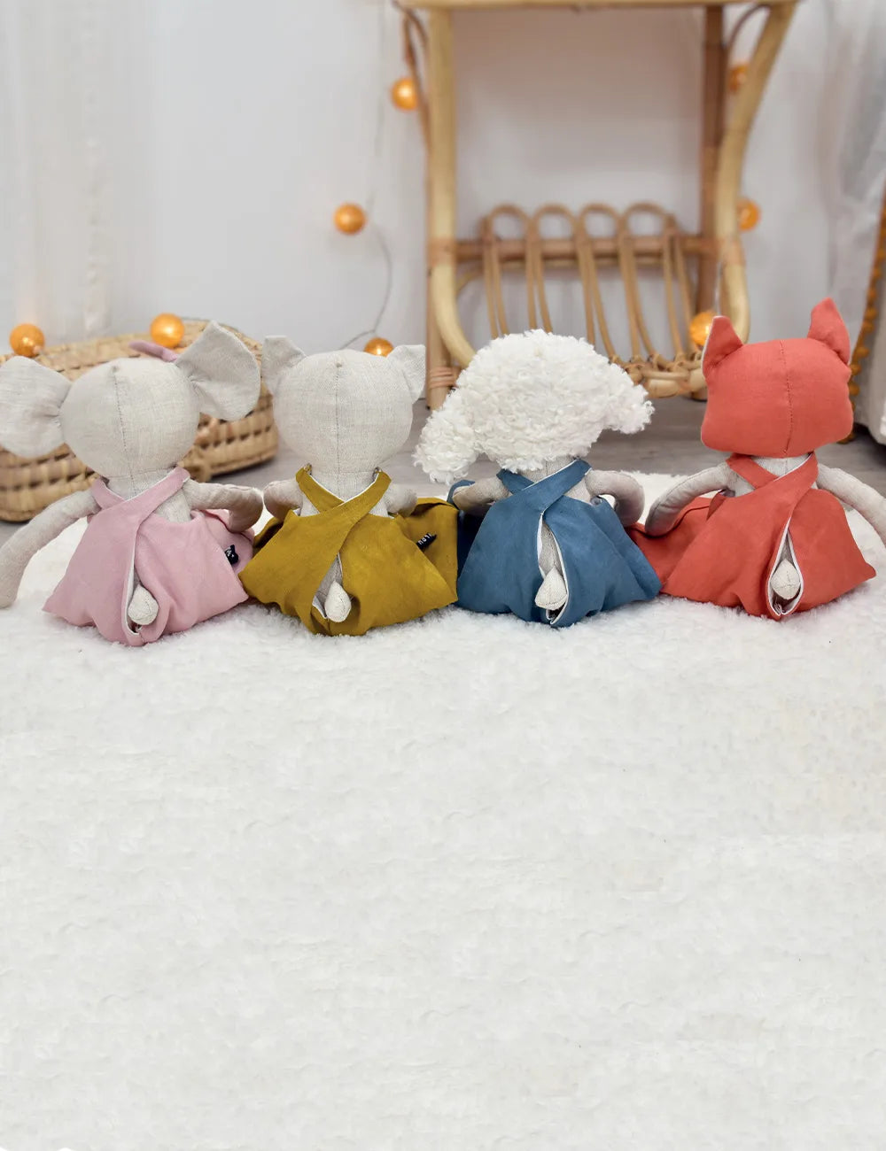 Perlipopette plush toys in natural linen - Made in France