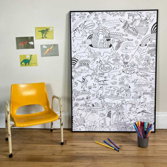Poster géant à colorier Dino World - Made in France - Pirouette Cacahouète