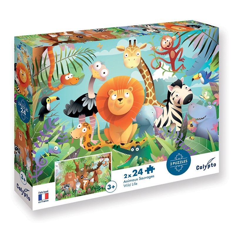 2x24 piece educational puzzles for children - Made in France