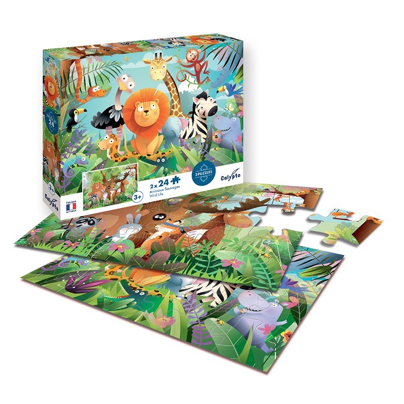 2x24 piece educational puzzles for children - Made in France