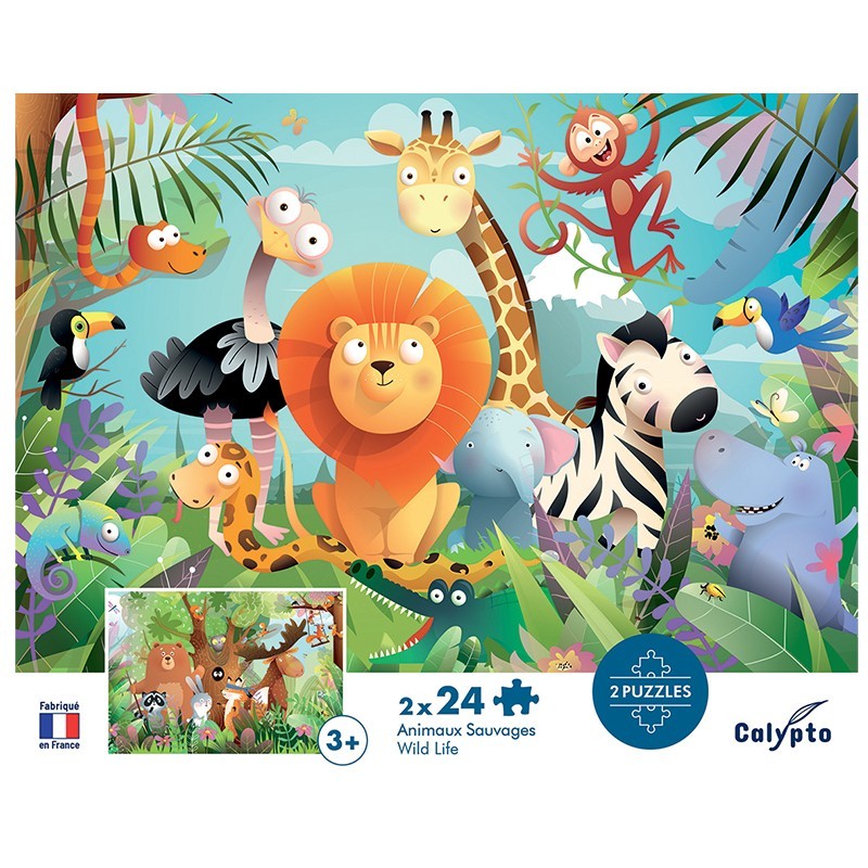 2x24 piece educational puzzles for children - Made in France
