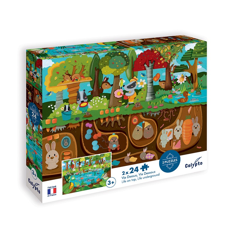 2x24 piece educational puzzles for children - Made in France