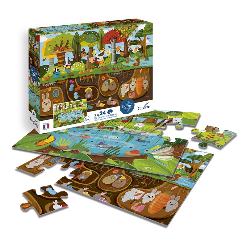 2x24 piece educational puzzles for children - Made in France