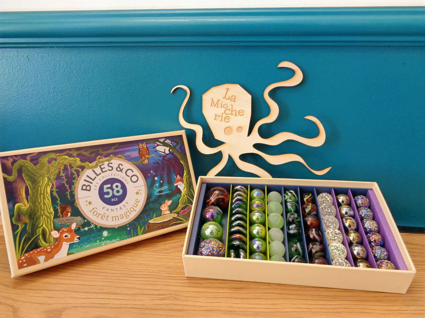 Coffret de 58 billes de collection Forêt magique