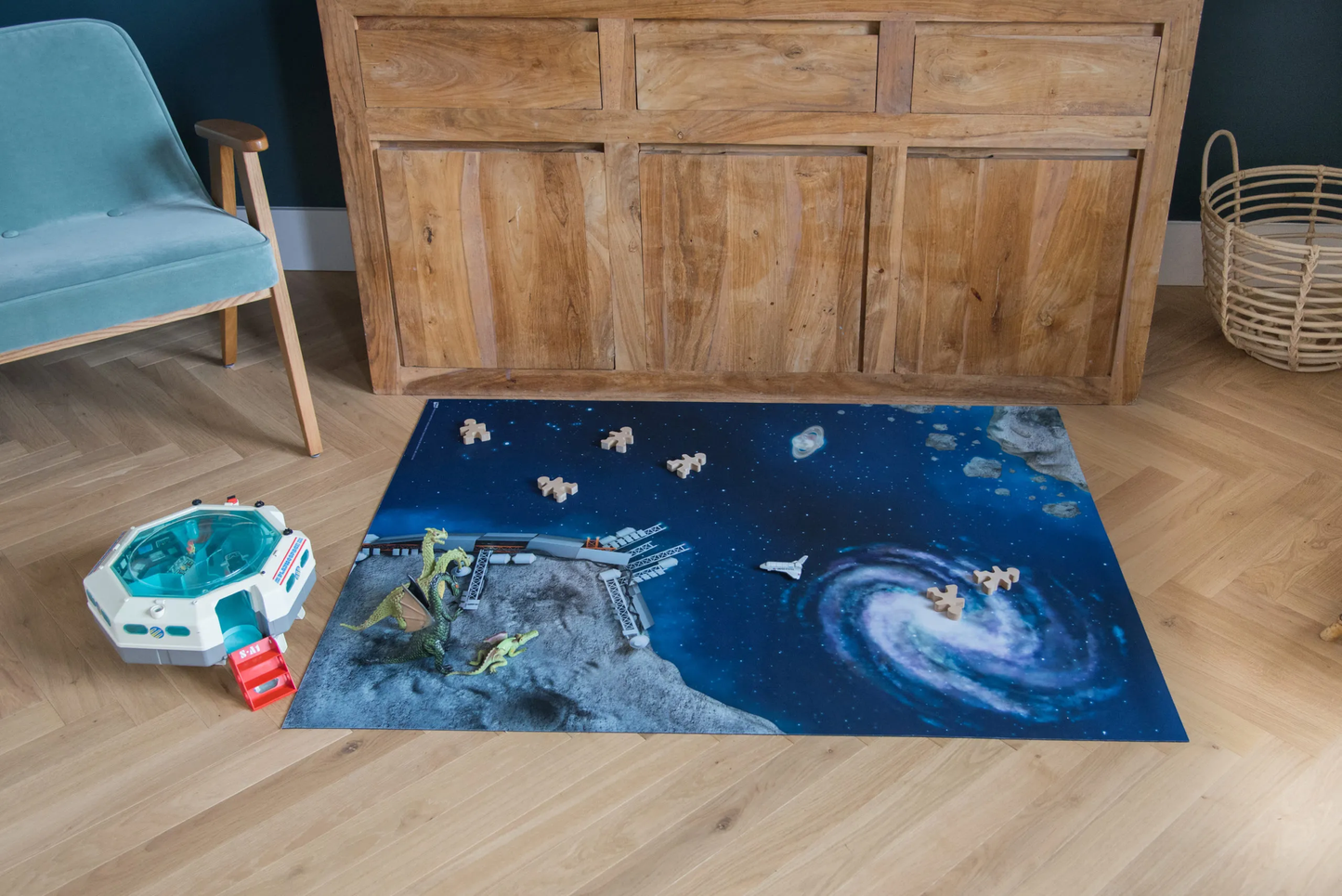 Tapis de jeu Odyssée Spatiale moyen 120x90cm - Made in France - Carpeto