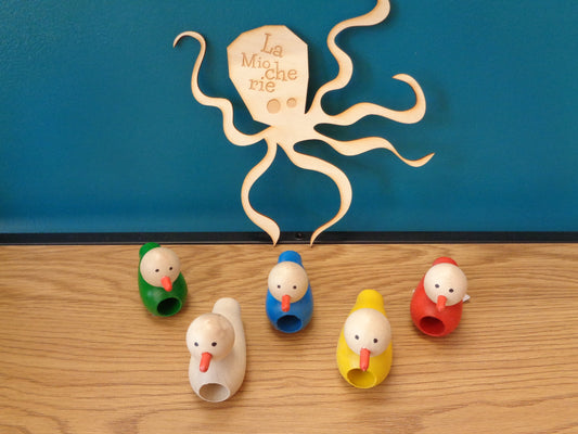 Bird whistle in natural or colored wood - Made in France