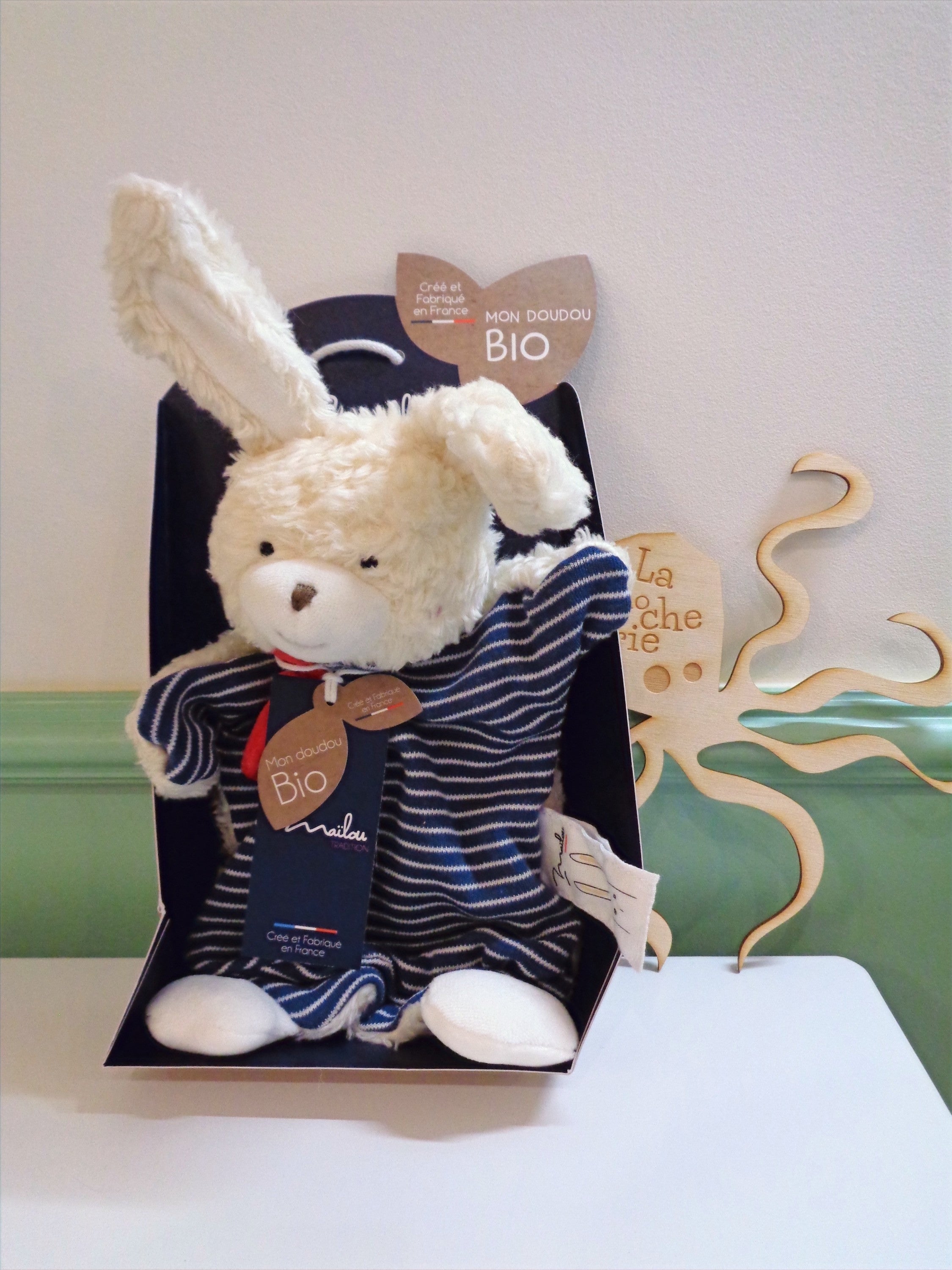 Peluche Doudou Marionnette Lapin - Bio & Made in France