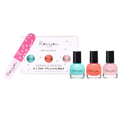 Box of 3 nail polishes and nail file for children - choice of shades
