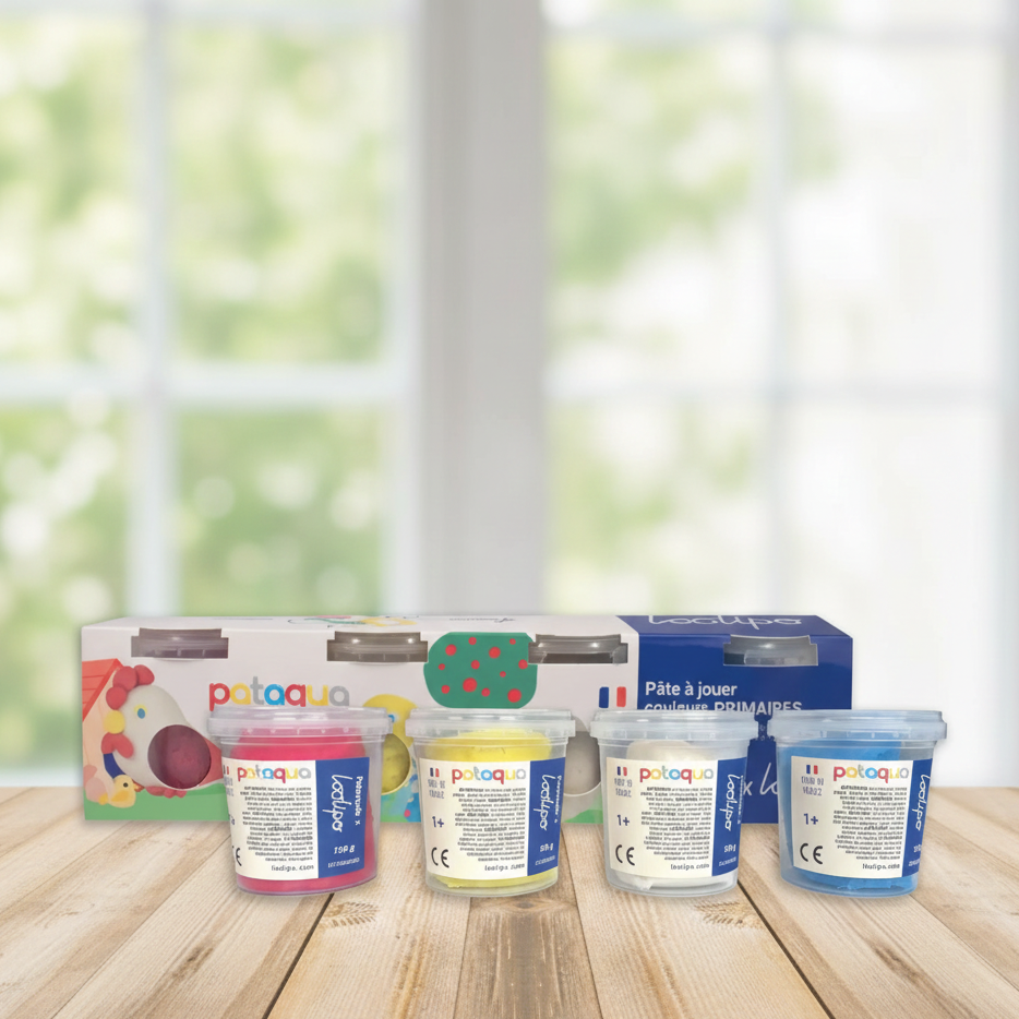 4 pots de pâte à modeler extra souple fabriquée en France