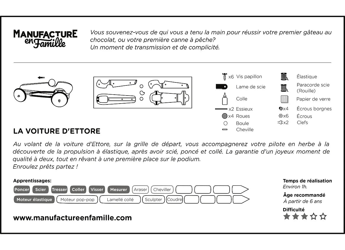 Kit la Voiture d'Ettore à construire - Made in France - Manufacture en famille