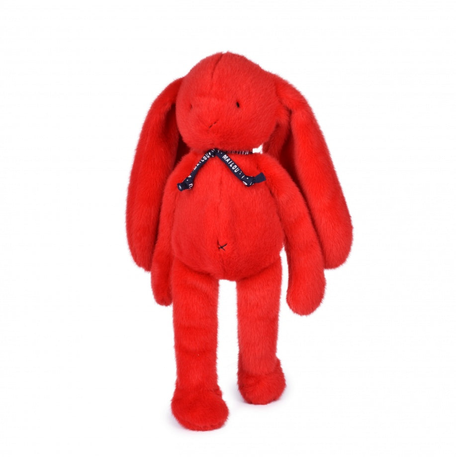 Peluche lapin rouge made in france