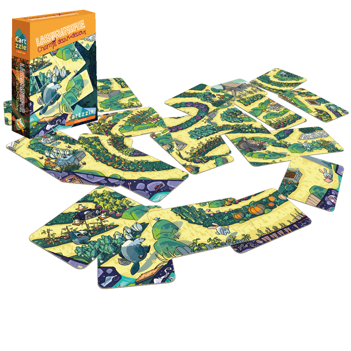 Cartzzle Labyrinthe Champs dessus dessous - Made in France - Jeux Opla