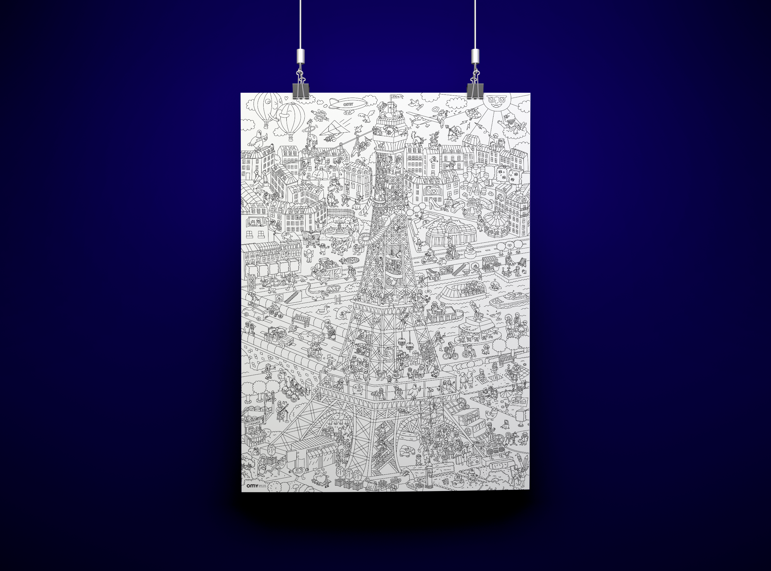 Poster Coloriage géant Tour Eiffel - Made in France - Omy