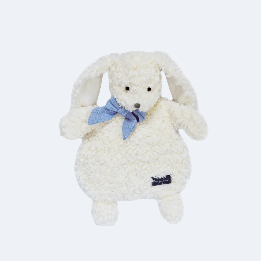 Peluche bouillotte pour bébé lapin blanc made in france