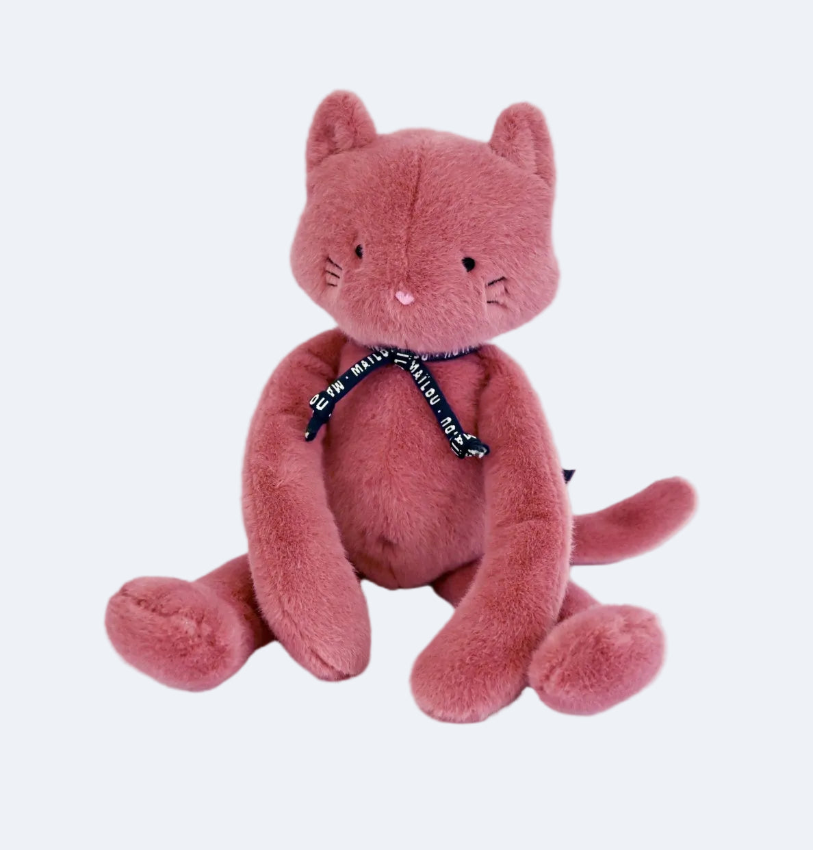 Peluche chat rose poudré Méloé fabriquée en Bretagne