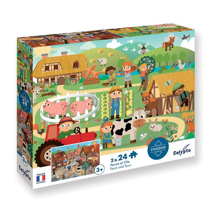 2x24 piece educational puzzles for children - Made in France