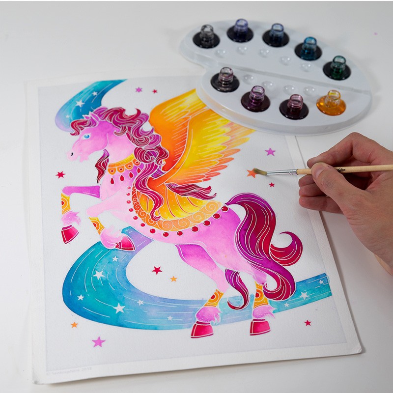 The giant aquarellum "Unicorns and pegasi" - made in France - Sentosphere