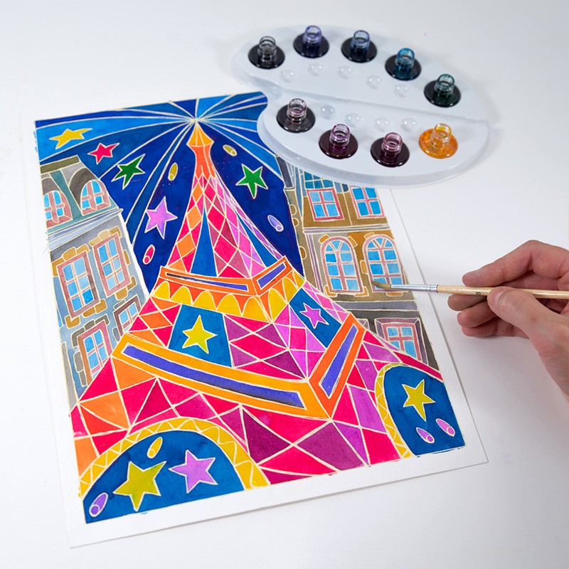 The giant aquarellum "Paris by night" - made in France - Sentosphere