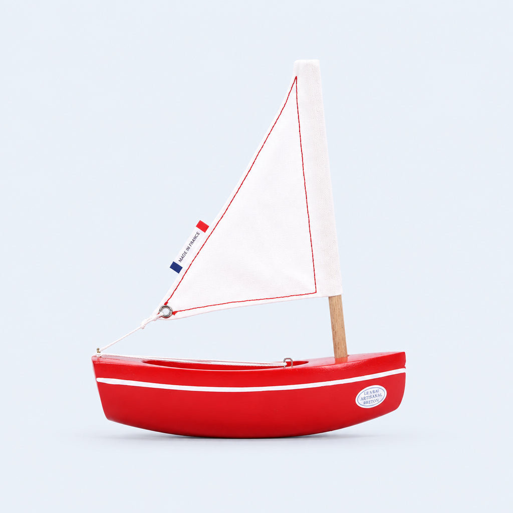 Bateau bois massif enfant rouge