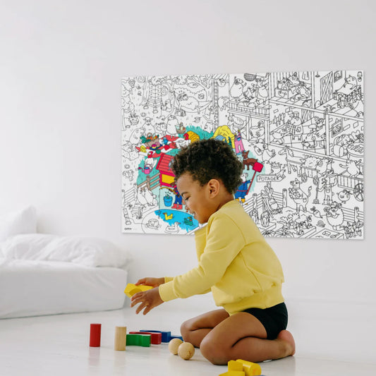 Poster Coloriage géant Ferme en folie - Made in France - Omy