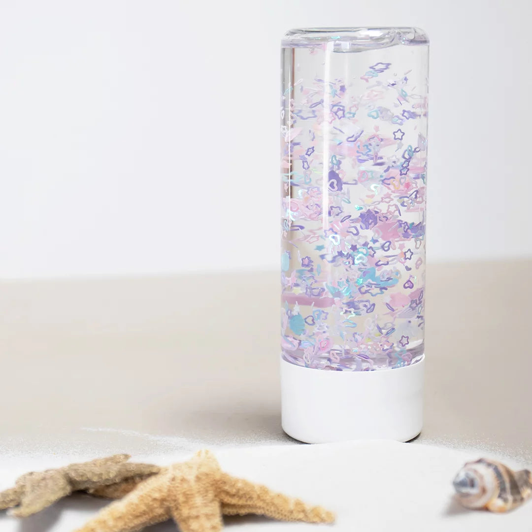 bouteilles sensorielles coquillages bleus et roses