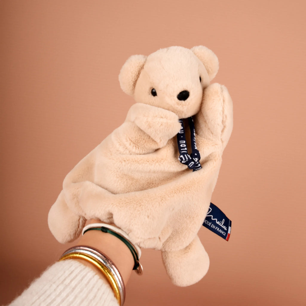 Doudou marionnette Ourson beige - Origine Bretagne