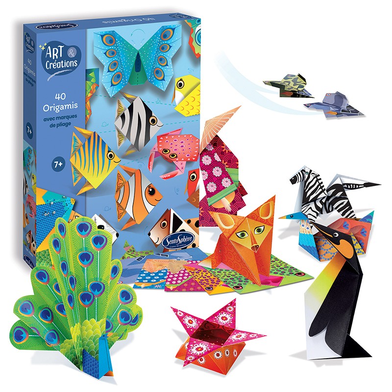 Kit 40 Origamis à motifs colorés - Made in France
