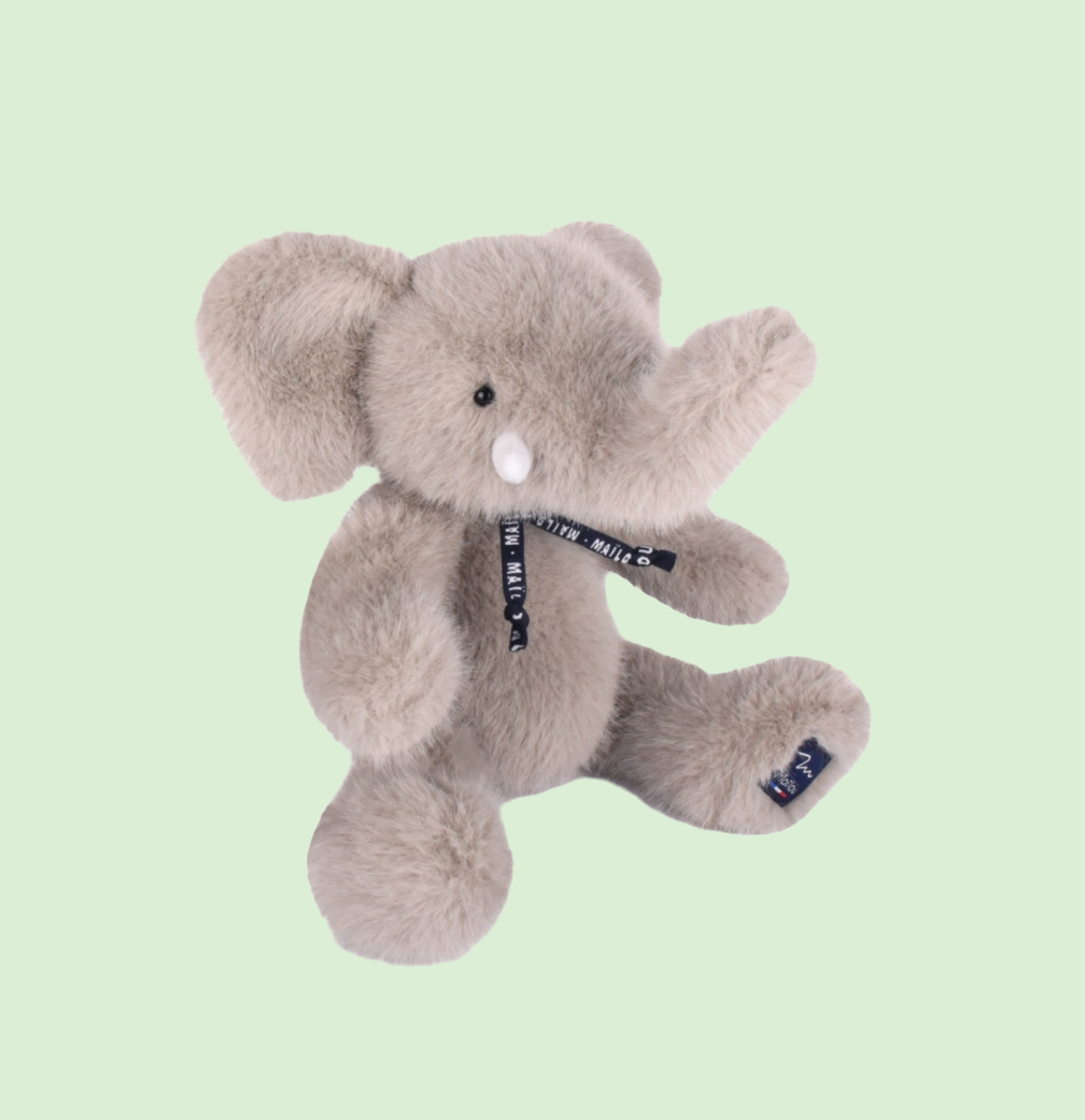 peluche éléphant gris doux fabriquée en france