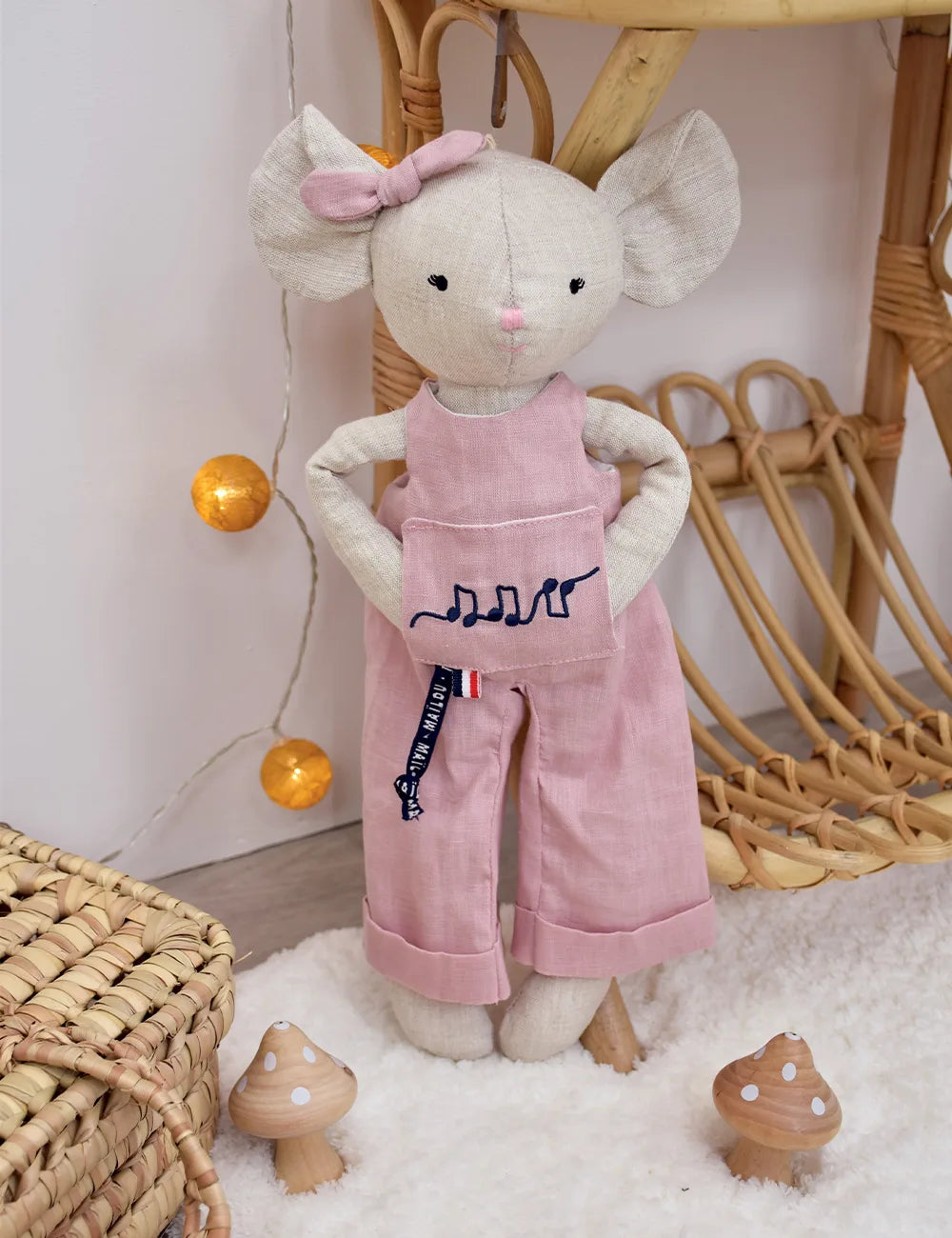 Peluches Perlipopette en lin naturel - couleur au choix