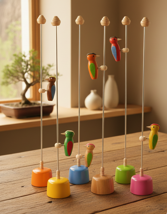 Le pic-vert 🦜 Pivert en bois sur tige du Jura