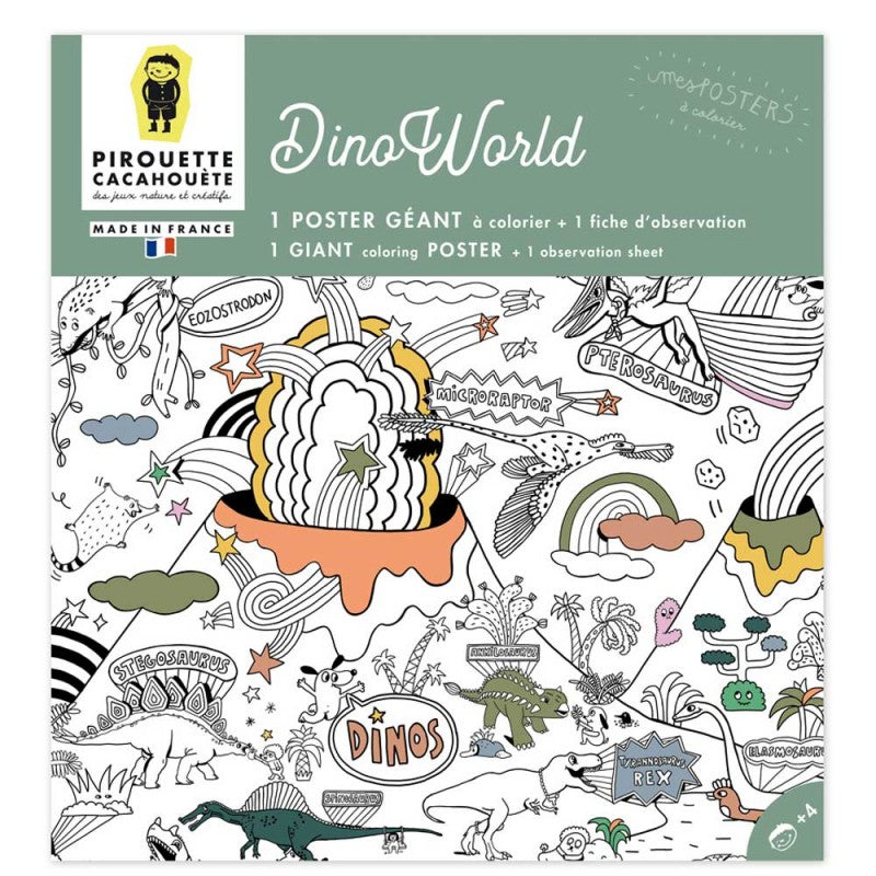 Poster géant à colorier Dino World - Made in France - Pirouette Cacahouète