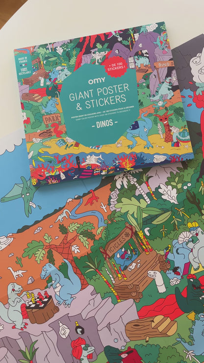 Cherche et Trouve Géant Dinosaures - Poster à sticker