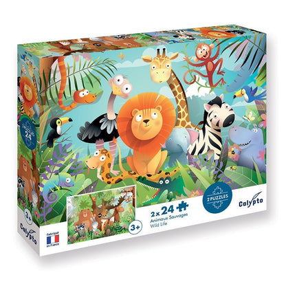 2x24 piece educational puzzles for children - Made in France