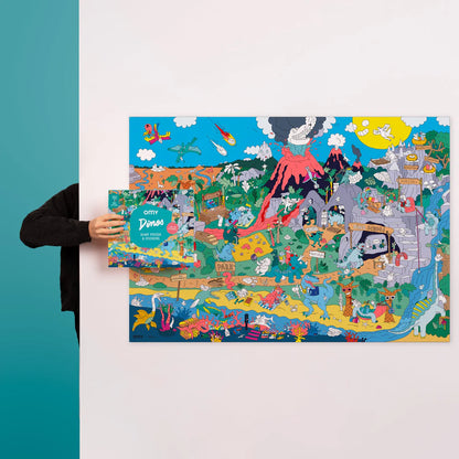 Cherche et Trouve Géant Dinosaures - Poster à sticker