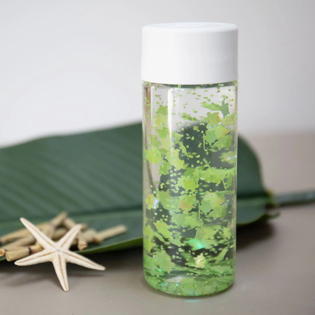bouteille sensorielle tortue verte