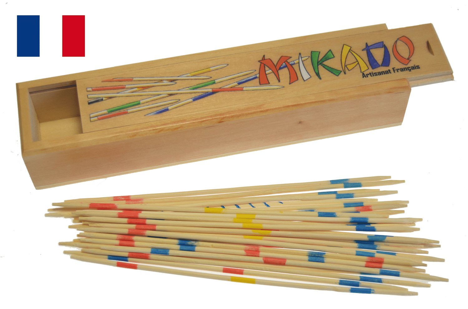 Mikado en bois dans leur coffret - Fabriqués en France