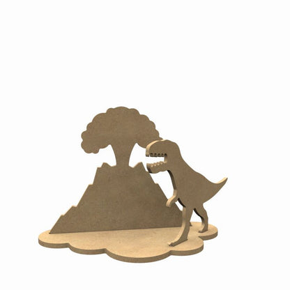 Déco 3D en bois Le dinosaure et son volcan - Made in France